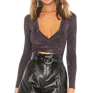 Superdown raven wrap sweater metallic
